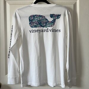 Vineyard Vines Kids Bass and Coral Whale Long Sleeve Shirt Size Large
